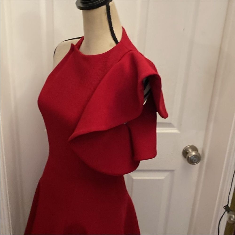 C/Meo Collective Chic One-Shoulder Red Dress with Ruffle Detail, S - Picture 9 of 13